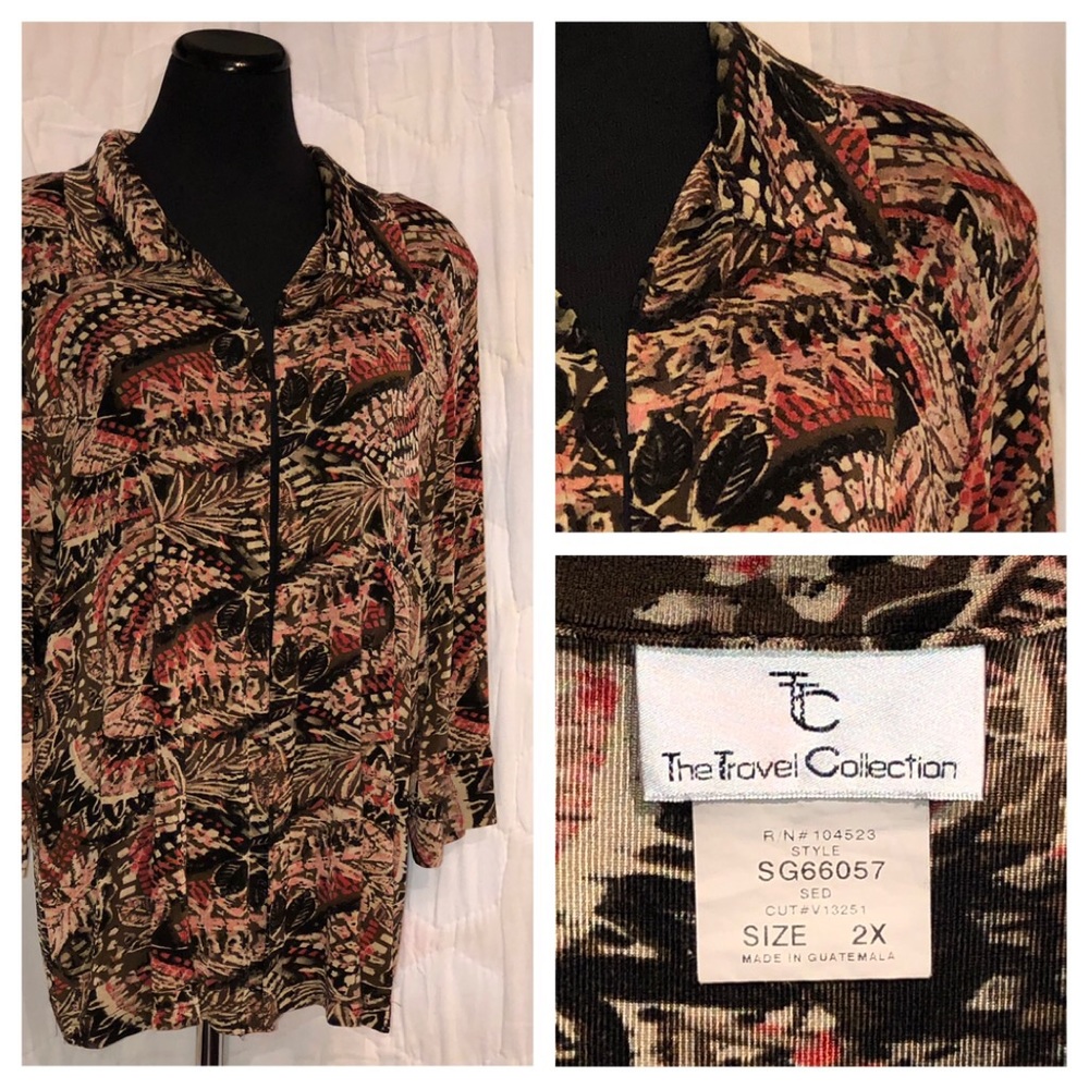 2XL The Travel Collection Brown & Orange Jacket
